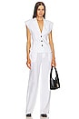 view 4 of 4 Theo Linen Double Waist Trouser in Linen White