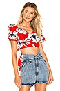 view 1 of 4 Diane Print Top in Peony Cardinal Red