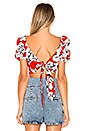 view 3 of 4 Diane Print Top in Peony Cardinal Red