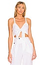 view 1 of 4 Paloma Linen Tie-Front Crop Top in Linen White