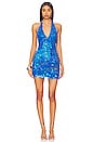 view 1 of 4 Halter Neck Sequin Mini Dress in Blue Shimmer