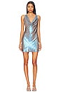 view 2 of 4 Draped Mini Dress in Blue Shimmer