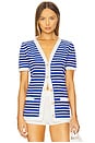 view 1 of 5 Loulou Striped Cardigan in Blue & White