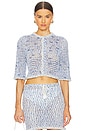 view 1 of 5 Galia Crop Sweater in Blue & White