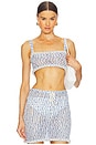 view 1 of 5 Galia Crop Top in Blue & White