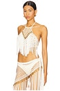 view 2 of 4 Aria Hand Crochet Fringe Halter Top in Ivory