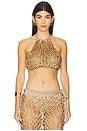 view 1 of 5 Adora Hand Crochet Beaded Halter Top in Bronze