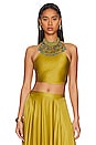 view 1 of 5 Beaded Halter Top in Antique Moss