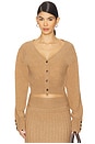 view 1 of 4 Cashmere Cinched Waist Cardigan in Heathered Camel