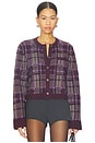 view 1 of 4 Luxe Plaid Jacquard Cardigan in Purple Combo
