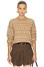 view 1 of 4 Luxe Lofty Alpaca Fair Isle Crewneck in Camel Combo