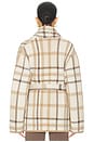view 3 of 4 Super Luxe Plaid Jacquard Wrap Coat in Camel Combo