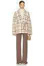view 4 of 4 Super Luxe Plaid Jacquard Wrap Coat in Camel Combo