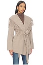 view 3 of 5 Wool Tie Waist Fringe Coat in Timber