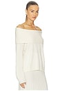 view 2 of 4 Premium Cashmino Ribbed Draped Top in White