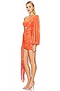 view 3 of 5 One Shoulder Cut Out Mini Dress in Orange