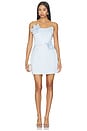 view 1 of 5 Flower Trim Mini Dress in Blue