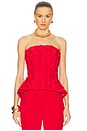 view 1 of 5 Peplum Flower Detail Top in Red