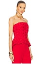 view 2 of 5 Peplum Flower Detail Top in Red