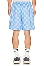 view 2 of 4 Scribble Check Soccer Short in Blue Iris