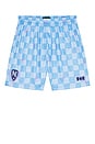 view 4 of 4 Scribble Check Soccer Short in Blue Iris