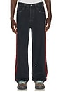 view 2 of 6 Destroyed Denim Track Pant in Dark Indigo Wash