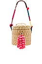 view 5 of 5 The Ana Bucket Mini Pom Bag in Coral Tassel