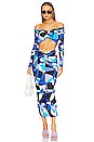 view 4 of 4 V Shape Maxi Skirt in Psychedelic Blue