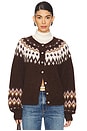 view 1 of 4 Lula Fair Isle Cardigan in Coffee