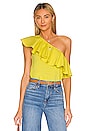 view 1 of 4 Noella Ruffle One Shoulder in Chartreuse