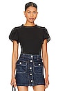 view 1 of 4 Kennedy Contrast Tulip Sleeve Top in Jet Black