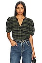 view 1 of 4 Juno Puff Sleeve Blouse in Saguaro Plaid