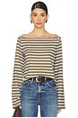 view 1 of 4 Bryce Stripe Boat Neck Top in Capers Prato Stripe