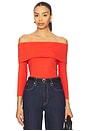 view 1 of 4 Alexi Off The Shoulder T-Shirt in Aurora Red