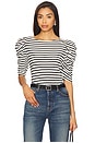 view 1 of 5 Emery Boat Neck Top in CrossWalk Stripe in Cross Walk Stripe