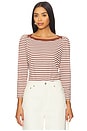 view 1 of 5 Amelie Envelope Neck Top in Sable Stripe