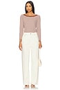 view 4 of 5 Amelie Envelope Neck Top in Sable Stripe
