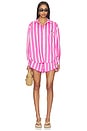 view 5 of 6 Stripe Shorts in Magenta & White
