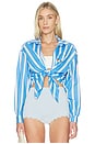 view 1 of 5 Striped Tunic in Ocean & White
