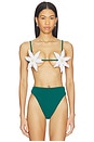 view 1 of 4 HAUT DE MAILLOT DE BAIN PETAL in White & Emerald