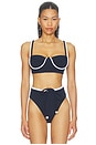 view 1 of 4 Corda Pin-up Bikini Top in Navy & White