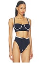 view 2 of 4 Corda Pin-up Bikini Top in Navy & White