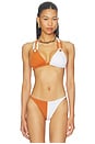 view 1 of 5 Lola Colorblock Triangle Bikini Top in Clay & White