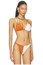 view 2 of 5 Lola Colorblock Triangle Bikini Top in Clay & White