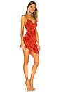 view 2 of 3 Dorero Slip Dress in Red Orange Snake