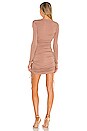 view 3 of 3 Long Sleeve Drawstring Mini Dress in Blush Taupe