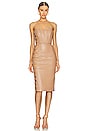 view 1 of 4 Daena Faux Leather Midi Dress in Camel