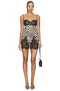view 1 of 3 The Kaycee Mini Dress in Black & Ivory Zebra