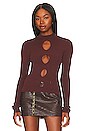 view 2 of 5 Cyra Cut Out Sweater in Chocolate