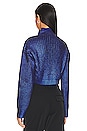 view 3 of 4 Metallic Coated Heart Cable Pullover in Deep Blue